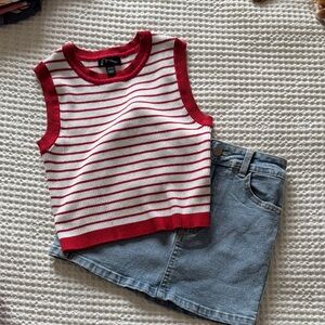 art class Red & White Striped Knit Tank Top